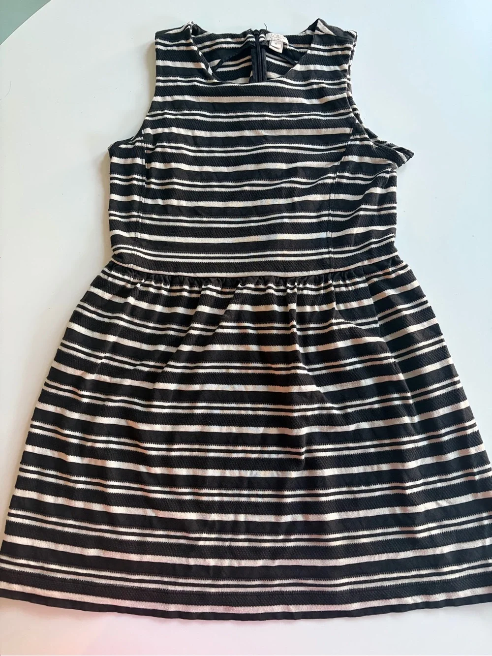 J. Crew Black and White Striped Sleeveless Casual Dress